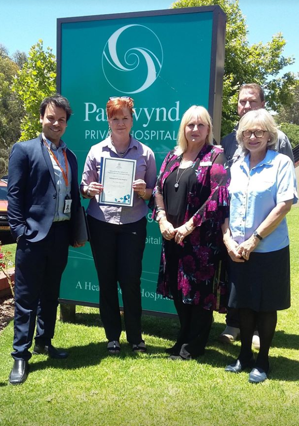 Parkwynd Private Hospital staff with their winner's certificate