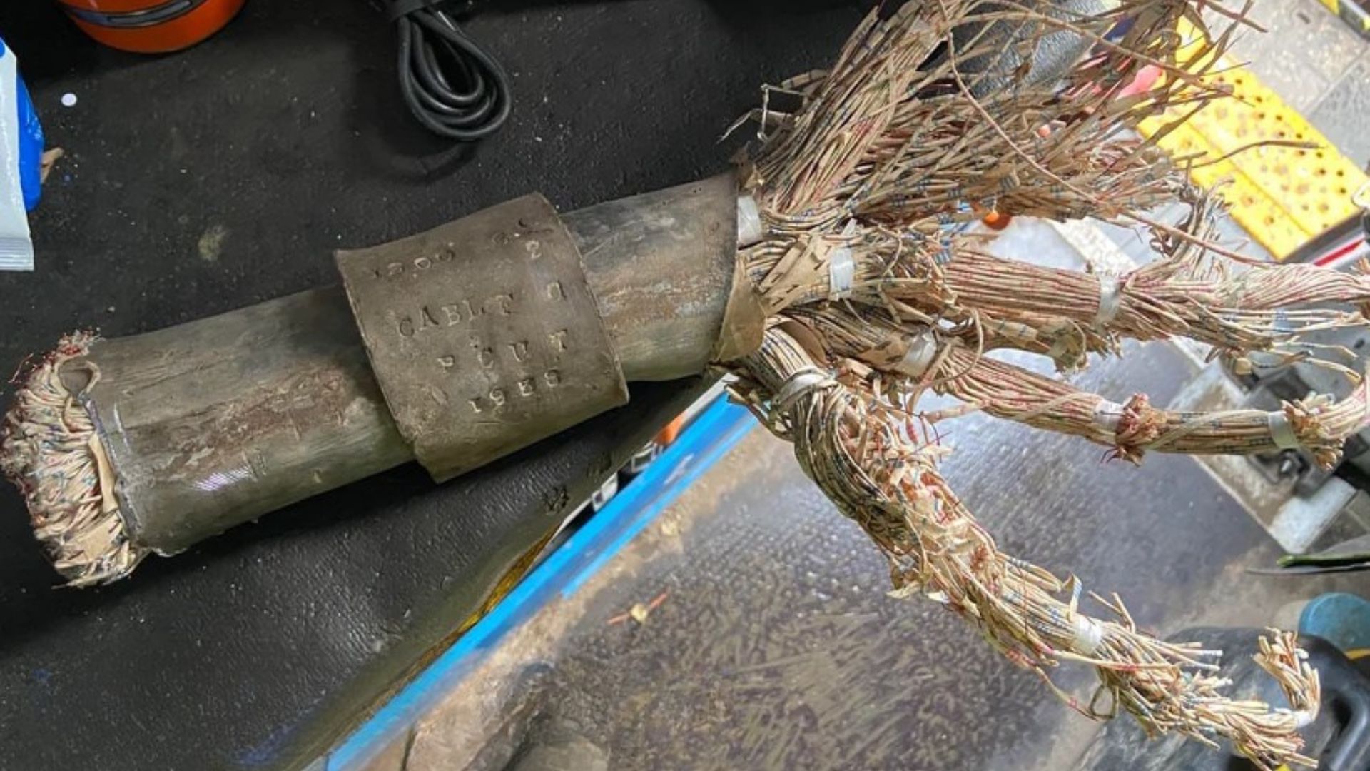 Closeup of a copper cable