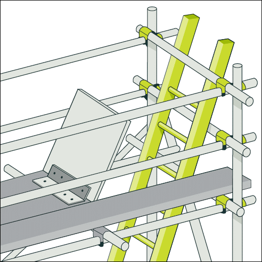 Internal ladder hatch on scaffold