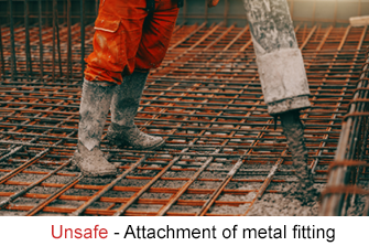 Pouring concrete with an unsafe metal hose attachment